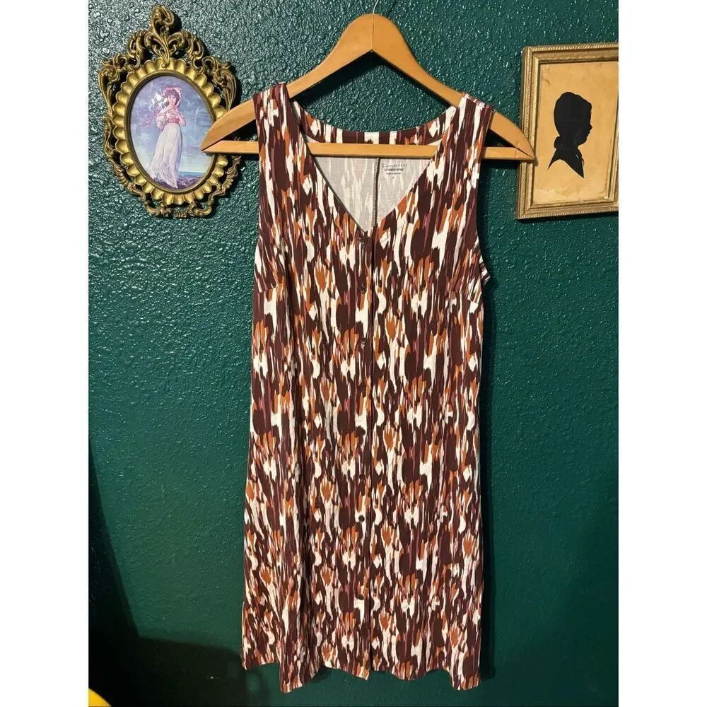 Garnet Hill Earthy Tones Sleeveless Button Up Dress Sz Small NWOT